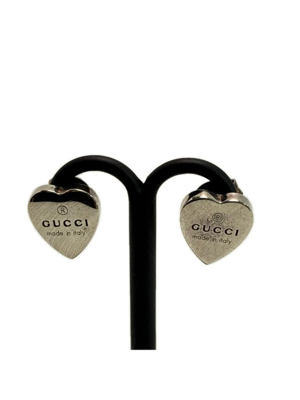 Gucci Heart Motif Earrings Silver